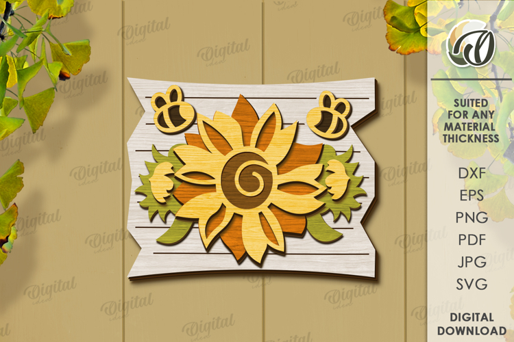 Sunflower Wall Decor Laser Cut. Wall Decor SVG