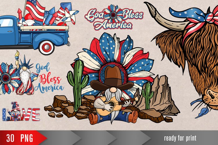 patriotic bundle, gnome, 4th of July, Sublimation PNG