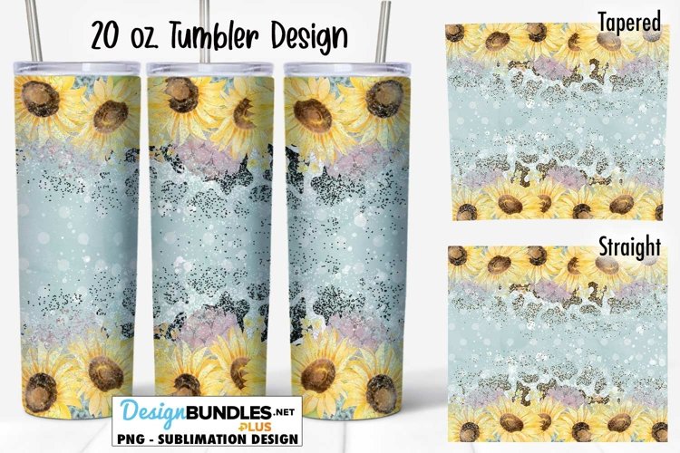Sunflower Floral Cow Hide 20 oz Tumbler Sublimation Wrap