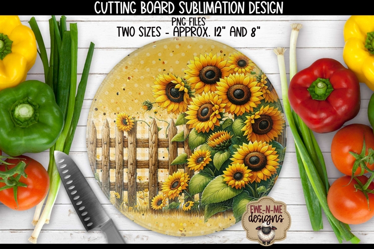 Sunflower Fence Cutting Board Design | ROUND Sublimation