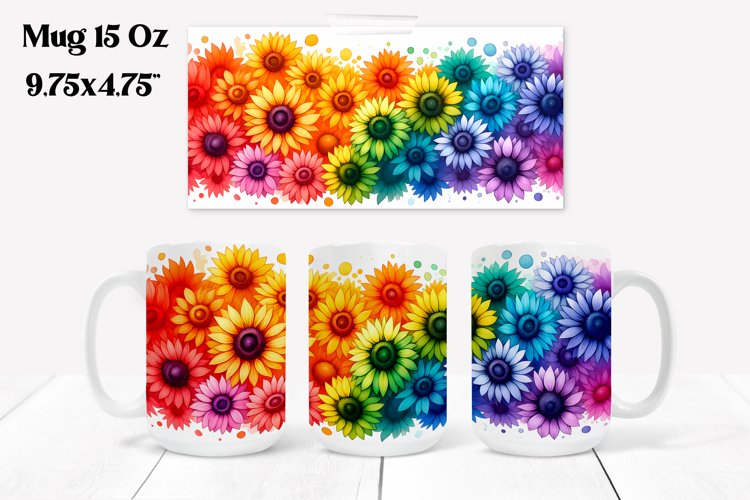 Sunflower mug wrap | Flower mug | Mug sublimation example image 1