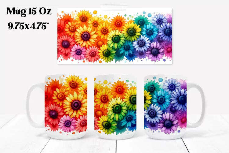 Sunflower mug wrap | Flower mug | Mug sublimation