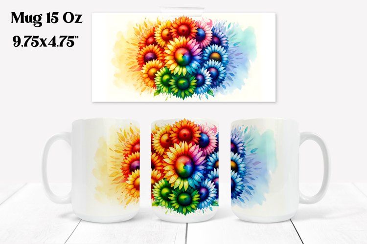 Sunflower mug wrap | Flower mug | Mug sublimation example image 1