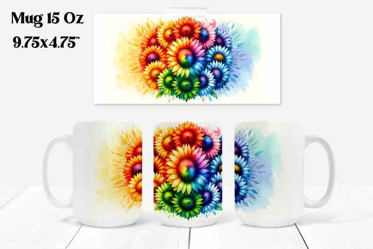 Sunflower mug wrap | Flower mug | Mug sublimation