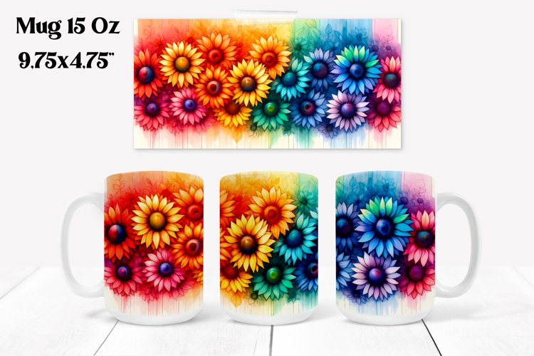 Sunflower mug wrap | Flower mug | Mug sublimation example image 1