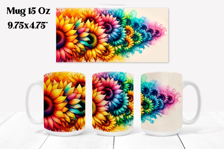 Sunflower mug wrap | Flower mug | Mug sublimation example image 1