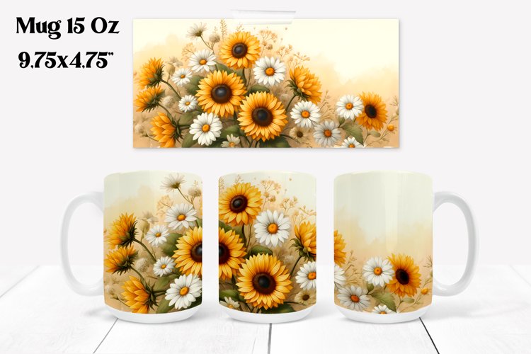 Sunflower mug wrap | Flower mug | Mug sublimation example image 1