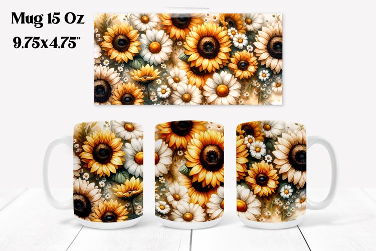 Sunflower mug wrap | Flower mug | Mug sublimation