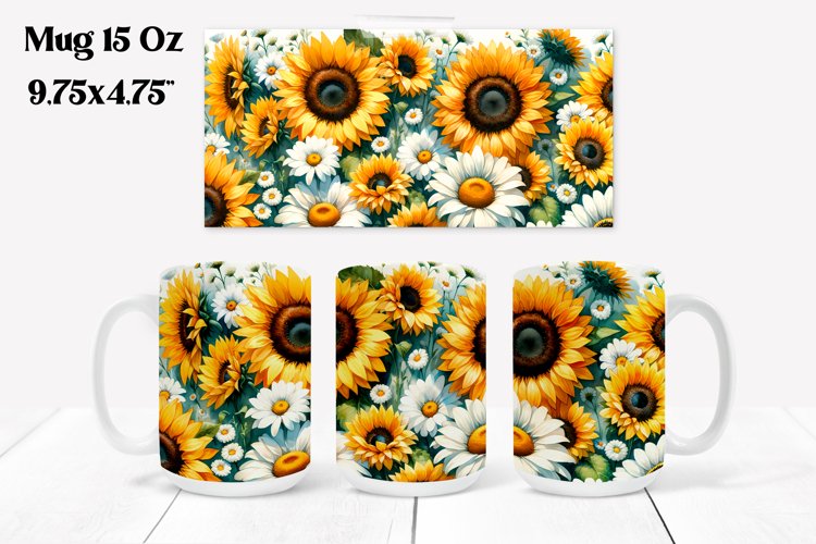 Sunflower mug wrap | Flower mug | Mug sublimation