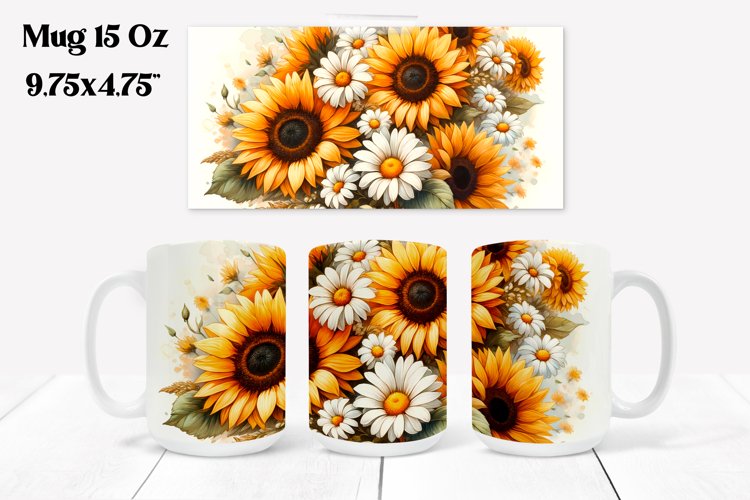 Sunflower mug wrap | Flower mug | Mug sublimation example image 1