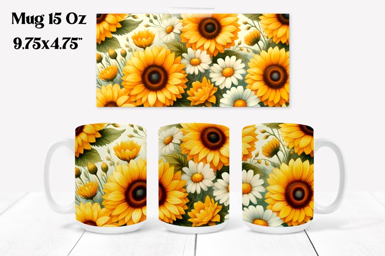Sunflower mug wrap | Flower mug | Mug sublimation