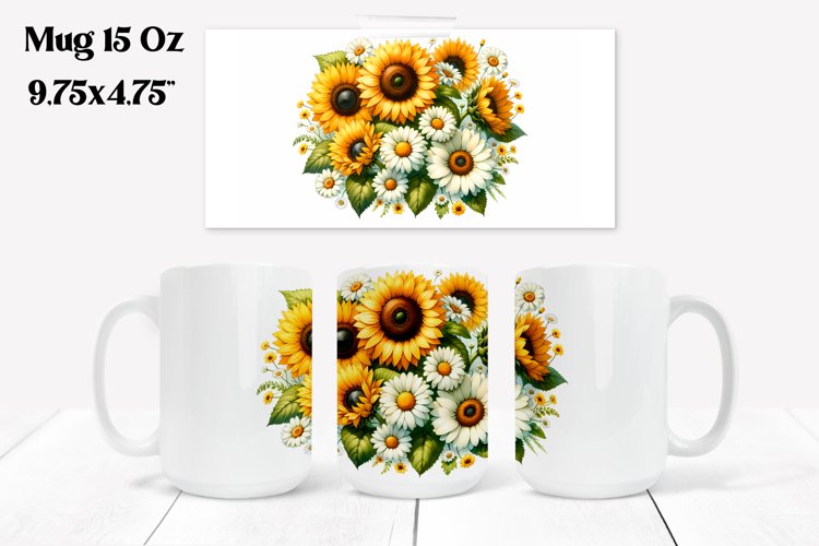Sunflower mug wrap | Flower mug | Mug sublimation example image 1
