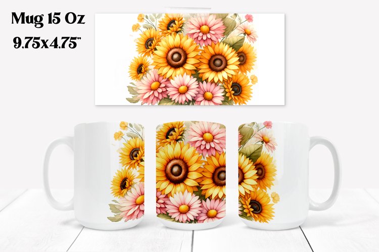 Sunflower mug wrap | Flower mug | Mug sublimation example image 1