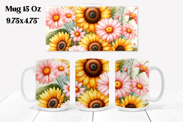 Sunflower mug wrap | Flower mug | Mug sublimation