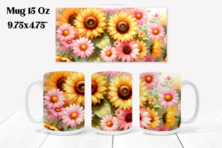 Sunflower mug wrap | Flower mug | Mug sublimation