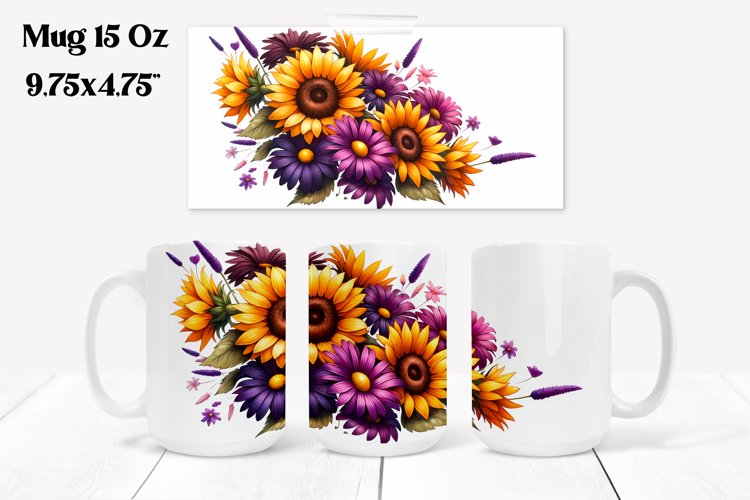 Sunflower mug wrap | Flower mug | Mug sublimation