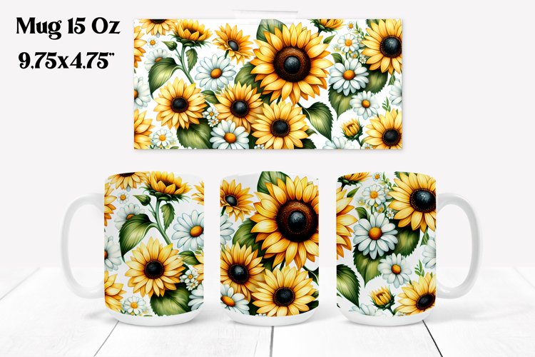 Sunflower mug wrap | Flower mug | Mug sublimation