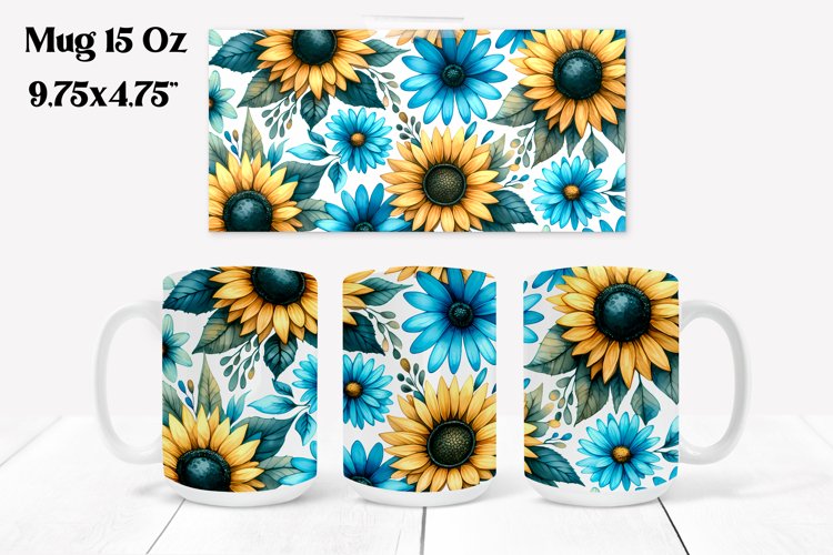 Sunflower mug wrap | Flower mug | Mug sublimation example image 1