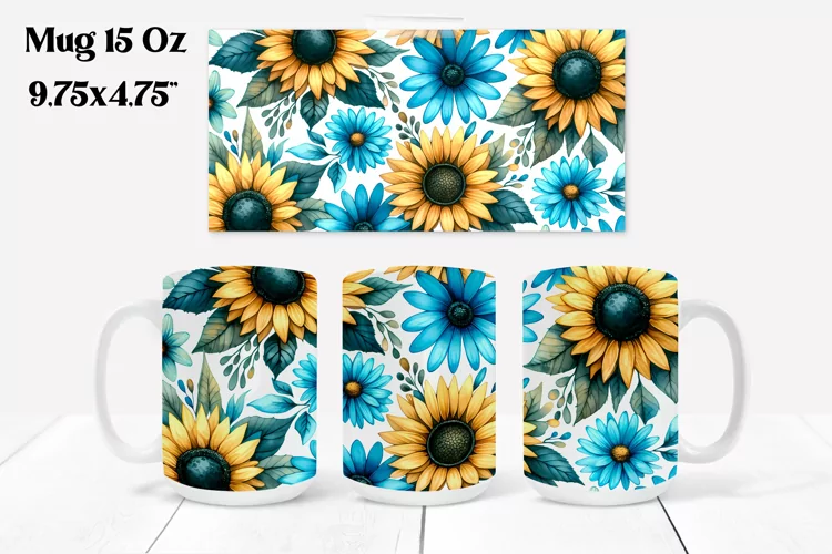 Sunflower mug wrap | Flower mug | Mug sublimation