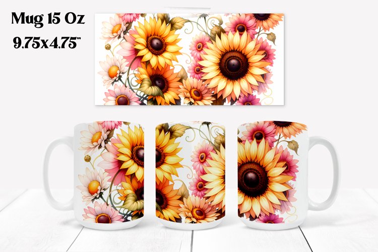 Sunflower mug wrap | Flower mug | Mug sublimation