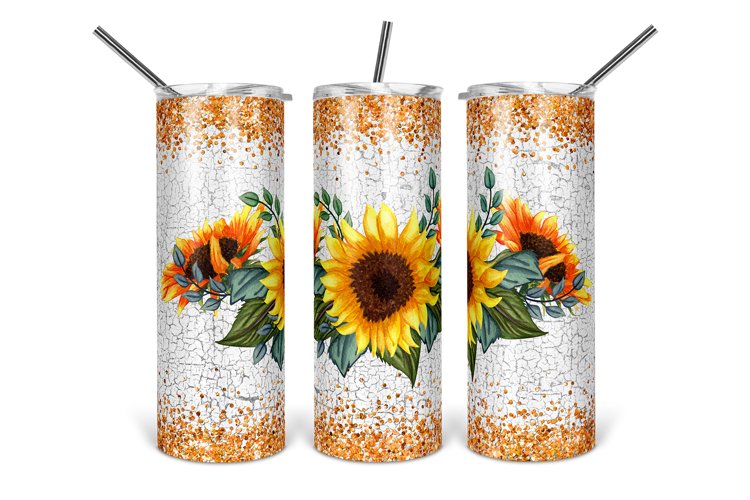 Sunflower Crackle Tumbler Design