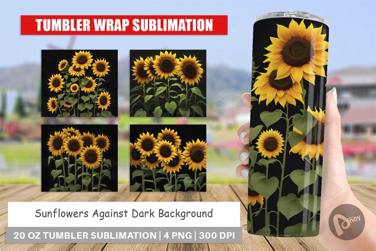 Sunflowers Dark Tumbler Sublimation Wrap