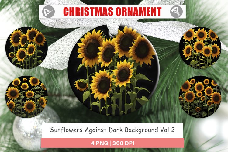 Sunflowers Dark Christmas Ornaments
