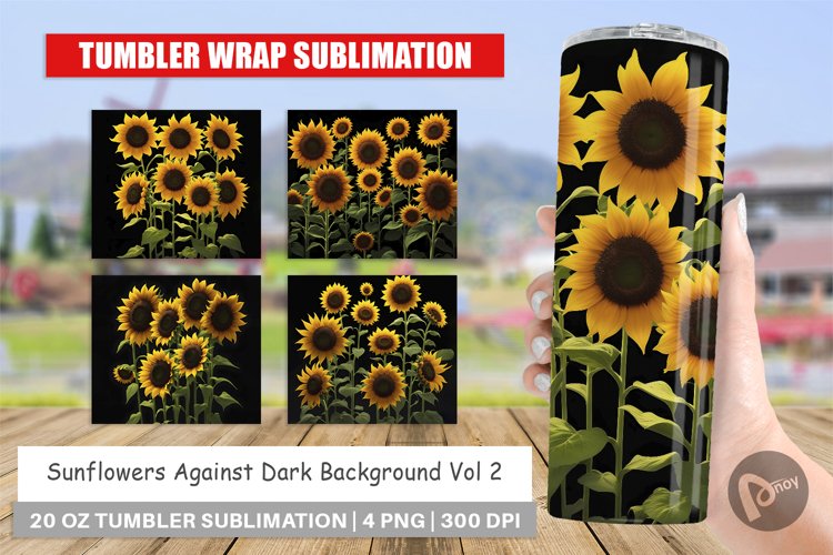 Sunflowers Dark Tumbler Sublimation Wrap