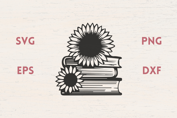 Sunflower with books SVG