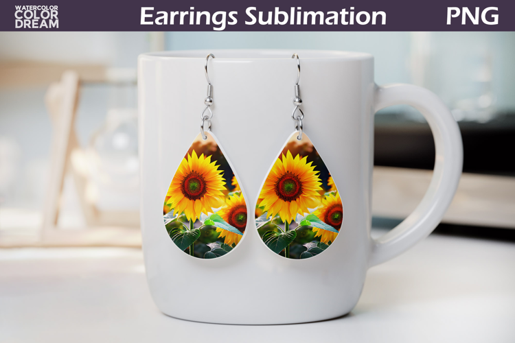 Sunflowers Teardrop Earrings | Sunflowers Butterfly Earrings