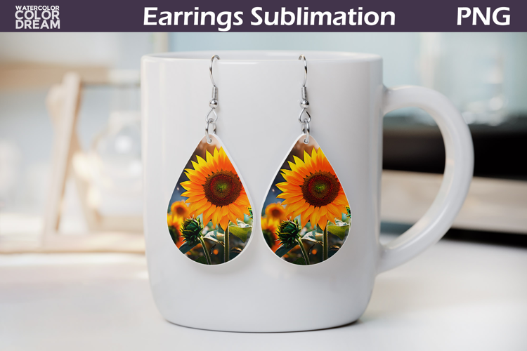 Sunflowers Teardrop Earrings | Sunflowers Butterfly Earrings