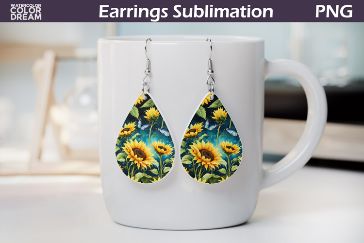 Sunflowers Teardrop Earrings | Sunflowers Butterfly Earrings