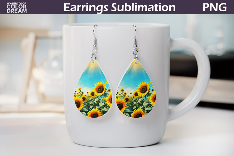 Sunflowers Teardrop Earrings | Sunflowers Butterfly Earrings