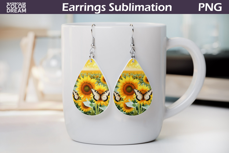 Sunflowers Teardrop Earrings | Sunflowers Butterfly Earrings