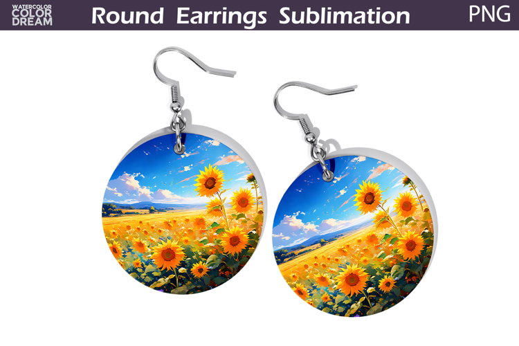 Sunflowers Round Earrings | Summer Earrings