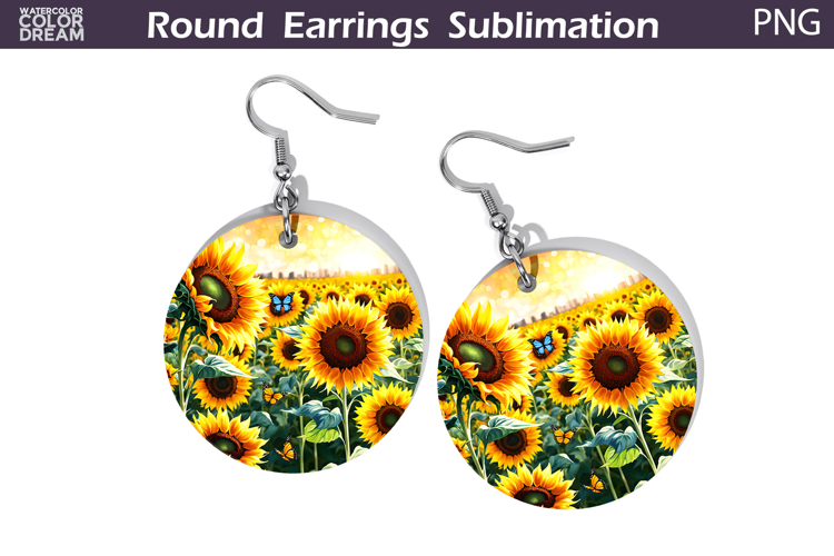 Sunflowers Round Earrings | Summer Earrings