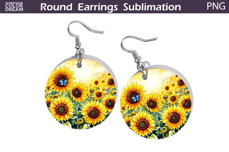 Sunflowers Round Earrings | Summer Earrings