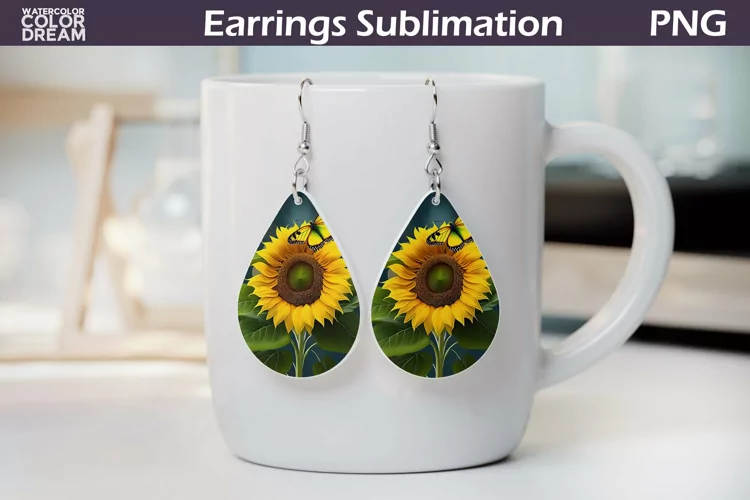 Sunflowers Teardrop Earrings | 3D Sunflowers Earrings