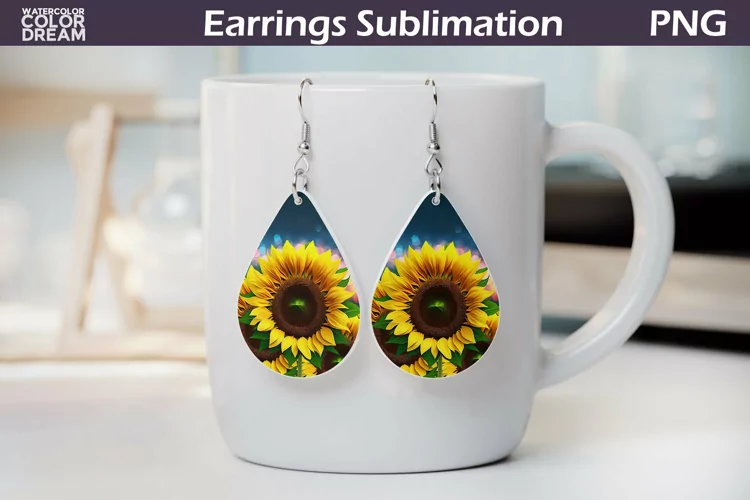 Sunflowers Teardrop Earrings | 3D Sunflowers Earrings