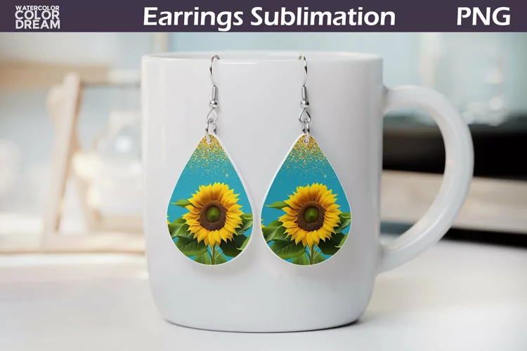 Sunflowers Teardrop Earrings | 3D Sunflowers Earrings