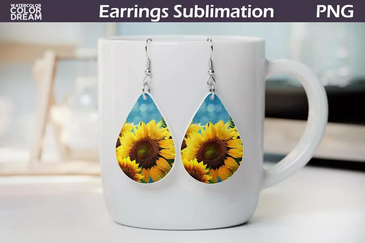 Sunflowers Teardrop Earrings | 3D Sunflowers Earrings