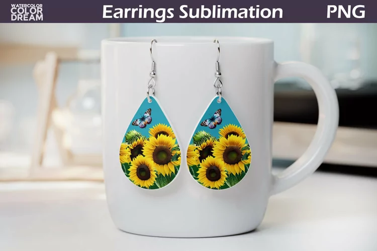 Sunflowers Teardrop Earrings | 3D Sunflowers Earrings