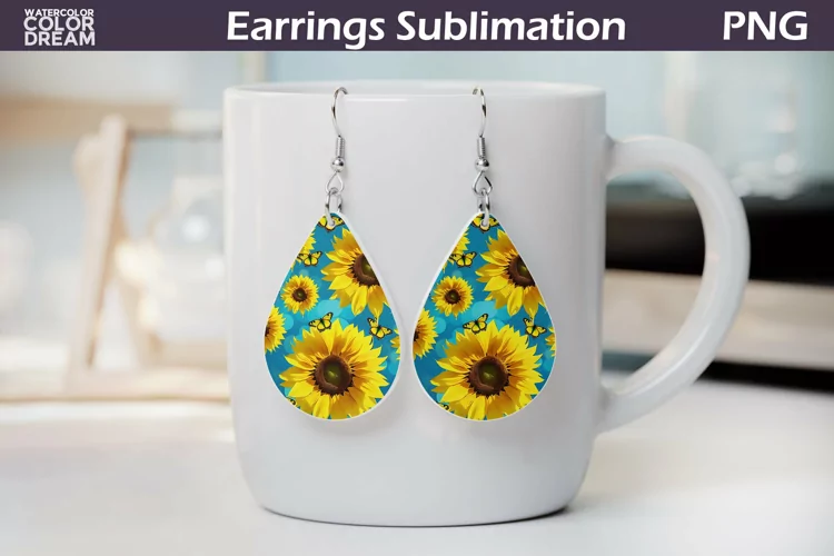 Sunflowers Teardrop Earrings | 3D Sunflowers Earrings