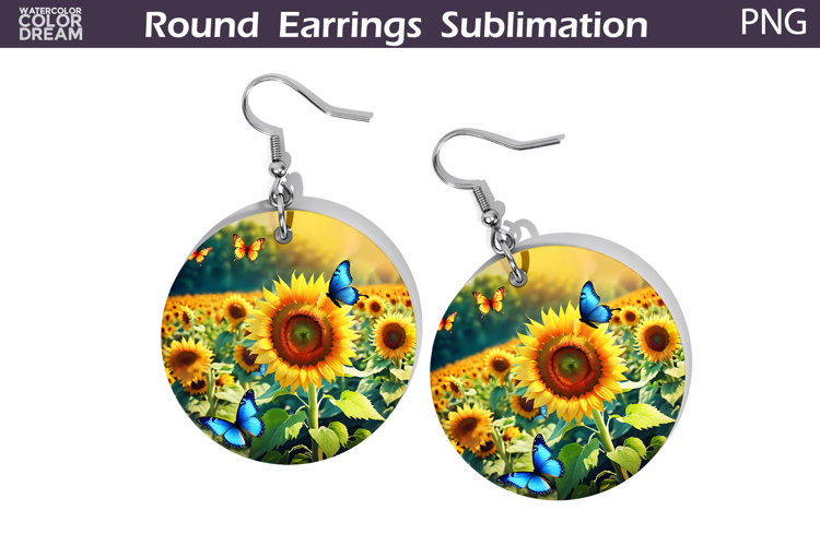 Sunflowers Round Earrings | Summer Butterfly Earrings