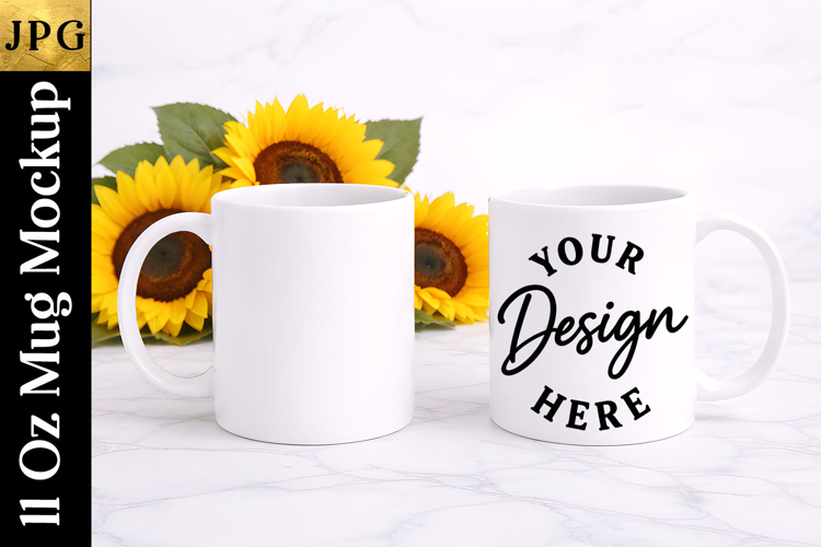Sunflowers Mug Mockup JPG | Coffee Cup Mockup