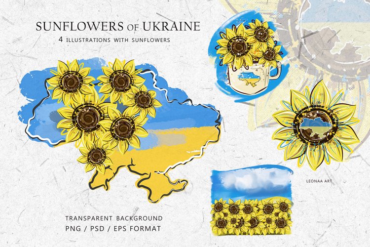 Sunflowers of Ukraine. Digital illustrations