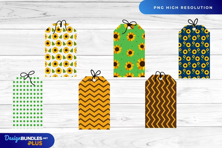 Sunflowers Patterned Shaped Tag