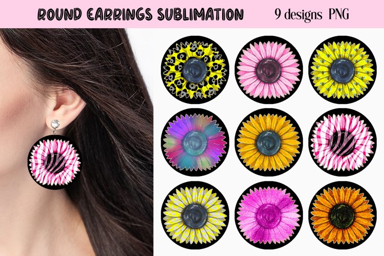 Sunflower Earrings | Flowers Round Earrings example image 1