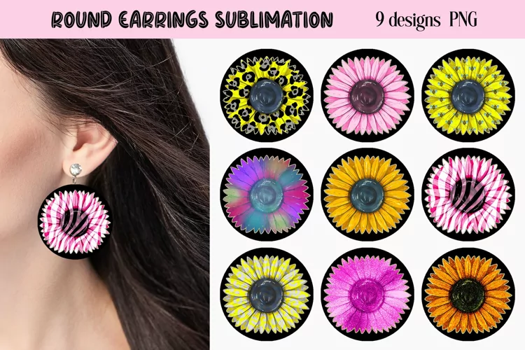 Sunflower Earrings | Flowers Round Earrings