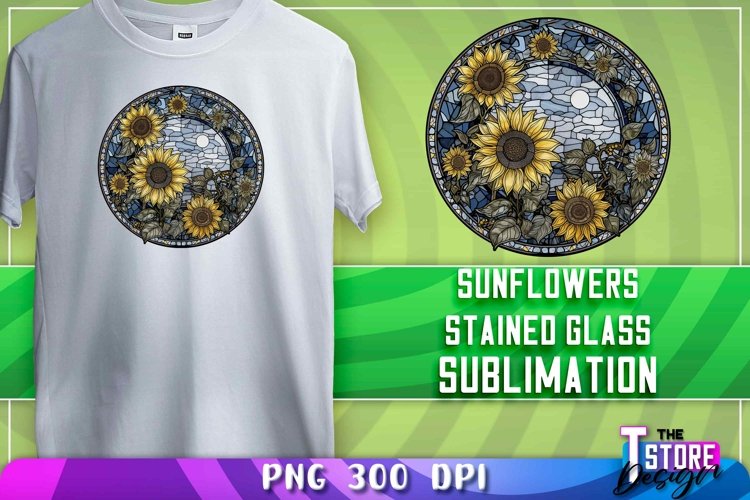 Sunflowers Stained Glass Sublimation|Sunflower Glass Design